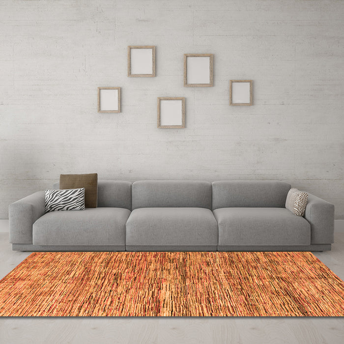 Machine Washable Oriental Orange Modern Area Rugs in a Living Room, wshabs4203org