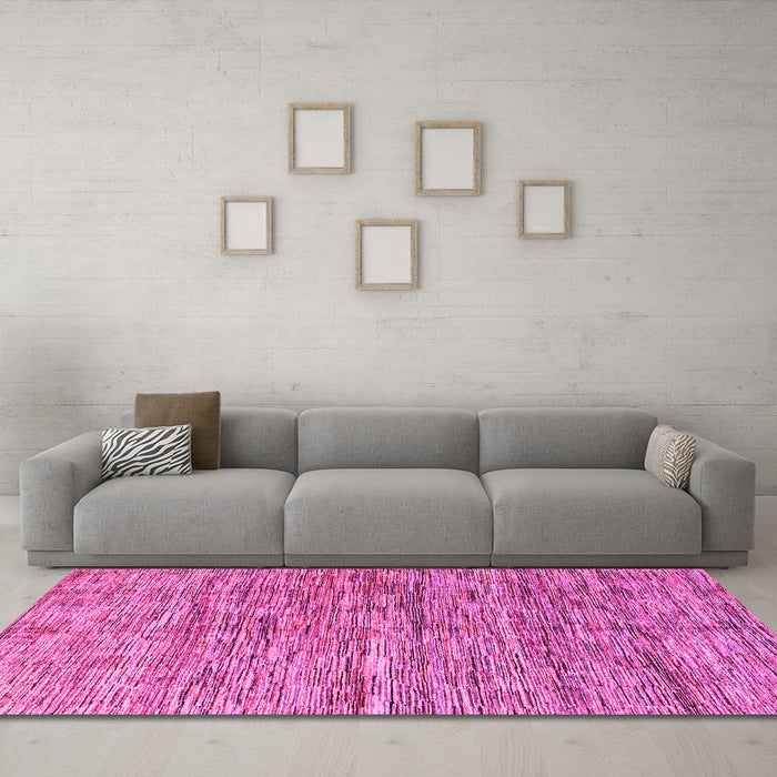 Machine Washable Oriental Pink Modern Rug in a Living Room, wshabs4203pnk