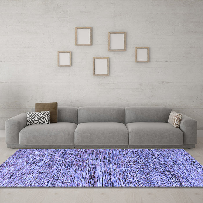 Machine Washable Oriental Blue Modern Rug in a Living Room, wshabs4203blu