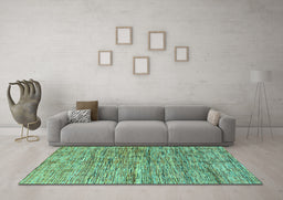 Machine Washable Oriental Turquoise Modern Area Rugs in a Living Room,, wshabs4203turq