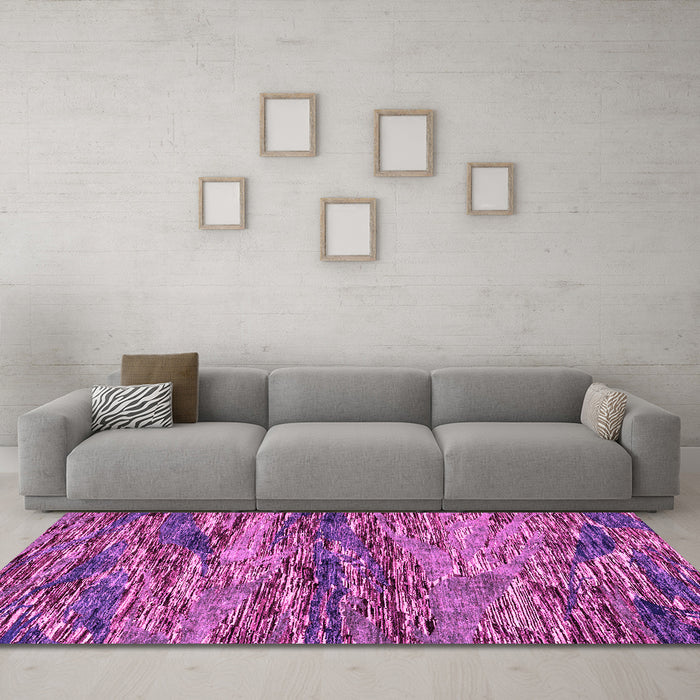 Machine Washable Oriental Pink Modern Rug in a Living Room, wshabs4204pnk