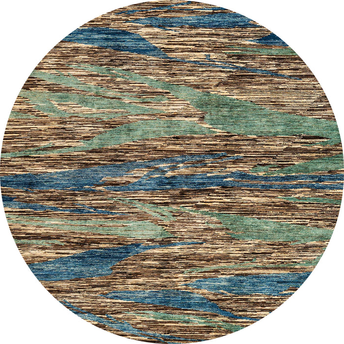 Round Machine Washable Abstract Milk Chocolate Brown Rug, wshabs4204