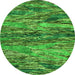 Round Machine Washable Oriental Green Modern Area Rugs, wshabs4204grn