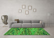 Machine Washable Oriental Green Modern Area Rugs in a Living Room,, wshabs4204grn