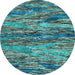 Round Oriental Light Blue Modern Rug, abs4204lblu