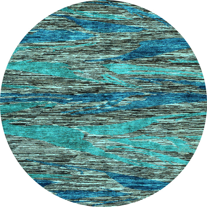 Round Machine Washable Oriental Light Blue Modern Rug, wshabs4204lblu