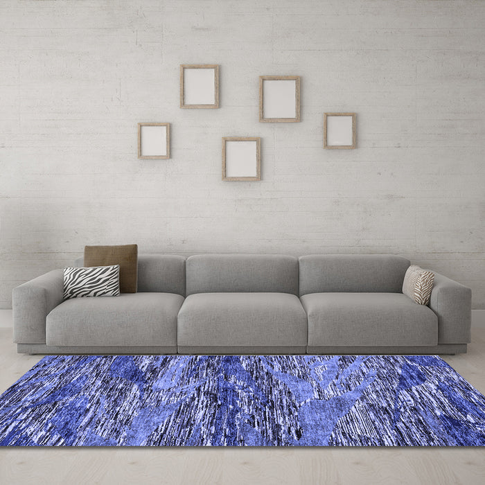 Machine Washable Oriental Blue Modern Rug in a Living Room, wshabs4204blu