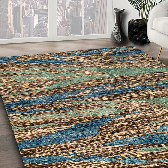 Machine Washable Abstract Milk Chocolate Brown Rug in a Family Room, wshabs4204