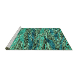 Sideview of Machine Washable Oriental Turquoise Modern Area Rugs, wshabs4204turq