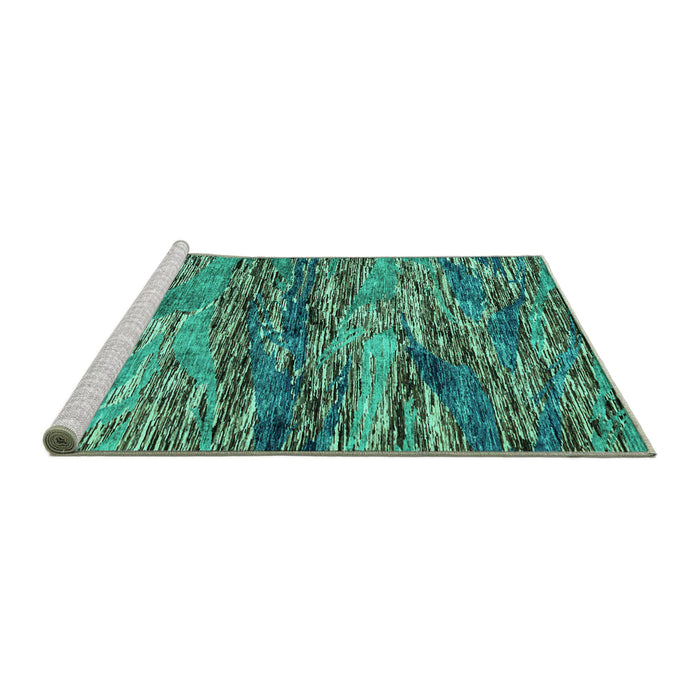 Sideview of Machine Washable Oriental Turquoise Modern Area Rugs, wshabs4204turq