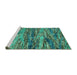 Sideview of Machine Washable Oriental Turquoise Modern Area Rugs, wshabs4204turq