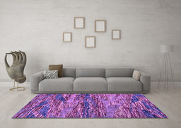 Machine Washable Oriental Purple Modern Area Rugs in a Living Room, wshabs4204pur