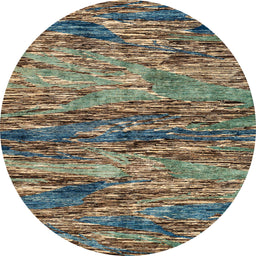 Round Abstract Chocolate Brown Oriental Rug, abs4204