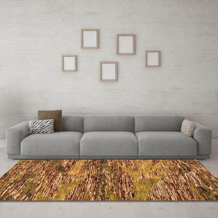 Machine Washable Oriental Orange Modern Area Rugs in a Living Room, wshabs4204org