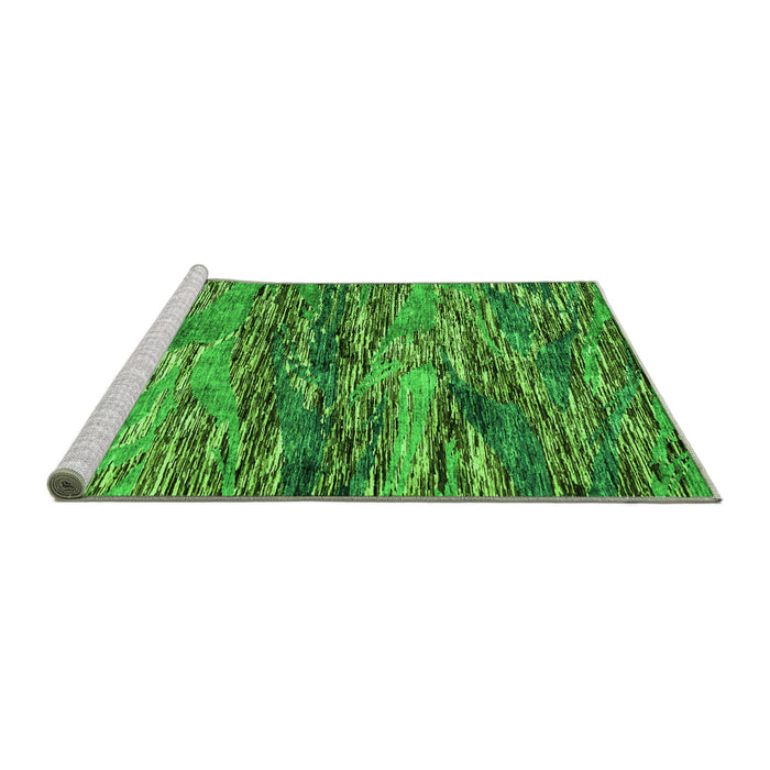 Sideview of Machine Washable Oriental Green Modern Area Rugs, wshabs4204grn