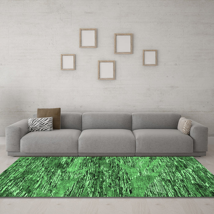 Machine Washable Oriental Emerald Green Modern Area Rugs in a Living Room,, wshabs4204emgrn