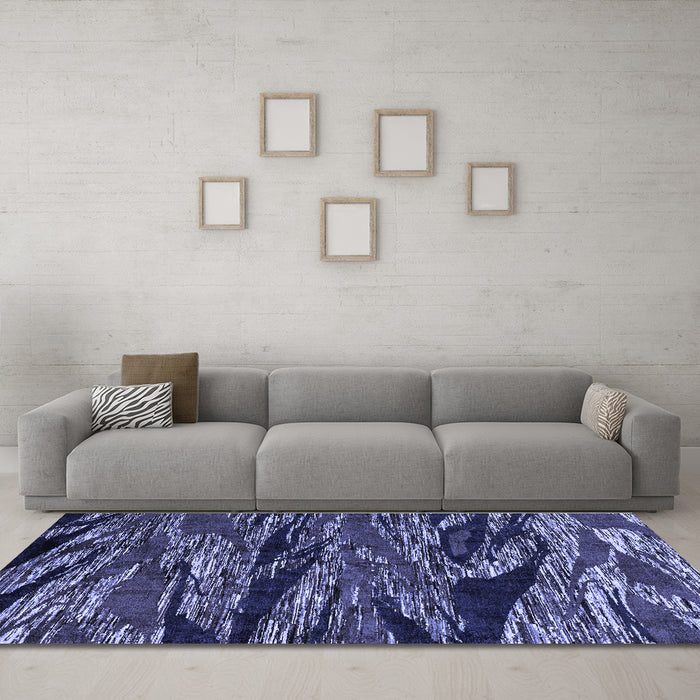 Machine Washable Oriental Blue Modern Rug in a Living Room, wshabs4205blu