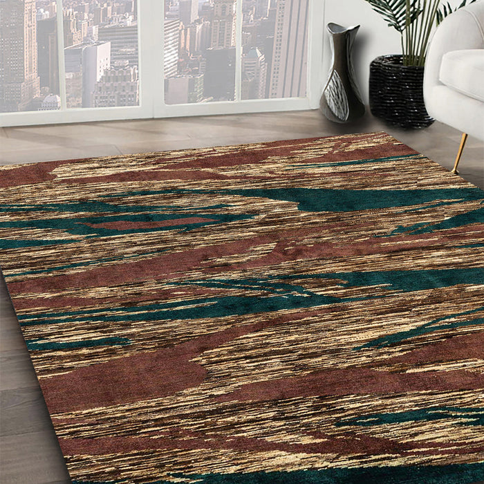 Abstract Red Oriental Rug in Family Room, abs4205