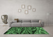 Machine Washable Oriental Emerald Green Modern Area Rugs in a Living Room,, wshabs4205emgrn