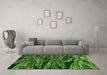 Machine Washable Oriental Green Modern Area Rugs in a Living Room,, wshabs4205grn