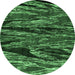 Round Machine Washable Oriental Emerald Green Modern Area Rugs, wshabs4205emgrn