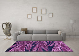 Machine Washable Oriental Purple Modern Area Rugs in a Living Room, wshabs4205pur