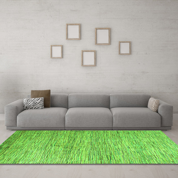 Machine Washable Oriental Green Modern Area Rugs in a Living Room,, wshabs4206grn