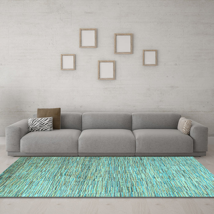 Machine Washable Oriental Light Blue Modern Rug in a Living Room, wshabs4206lblu