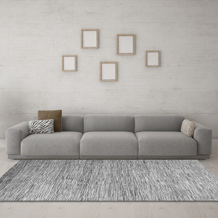 Machine Washable Oriental Gray Modern Rug in a Living Room,, wshabs4206gry