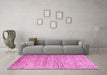 Machine Washable Oriental Pink Modern Rug in a Living Room, wshabs4206pnk