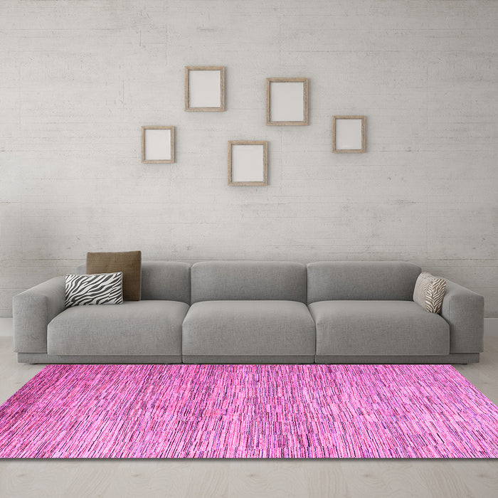Machine Washable Oriental Pink Modern Rug in a Living Room, wshabs4206pnk