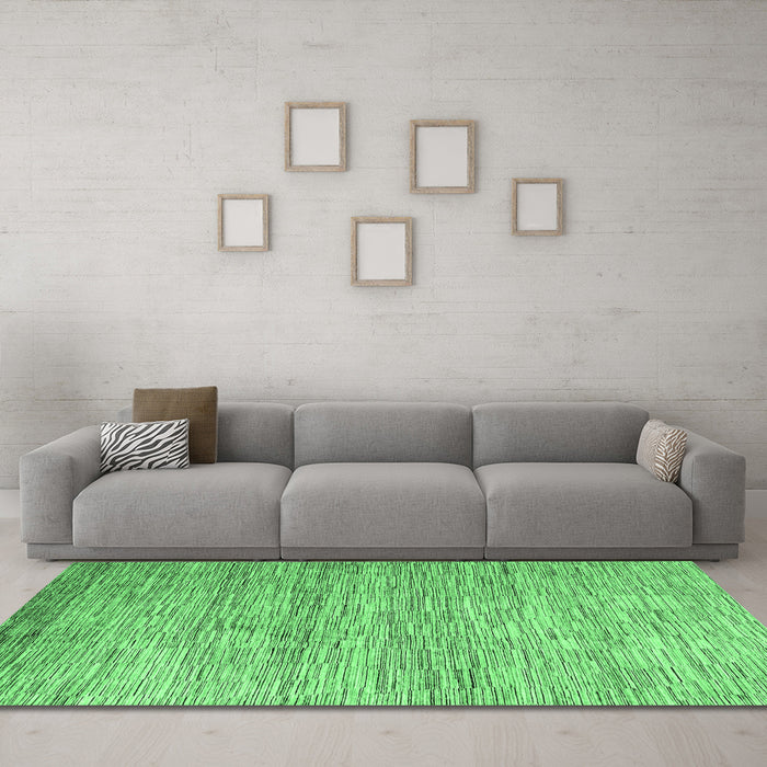 Machine Washable Oriental Emerald Green Modern Area Rugs in a Living Room,, wshabs4206emgrn