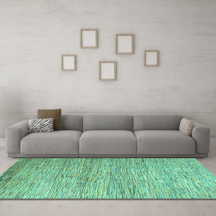 Machine Washable Oriental Turquoise Modern Area Rugs in a Living Room,, wshabs4206turq