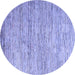 Round Machine Washable Oriental Blue Modern Rug, wshabs4206blu