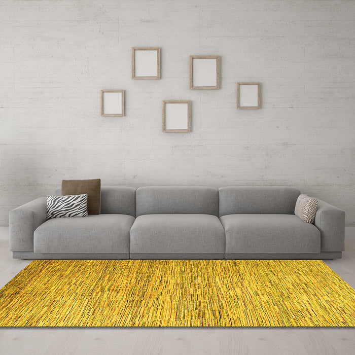 Machine Washable Oriental Yellow Modern Rug in a Living Room, wshabs4206yw