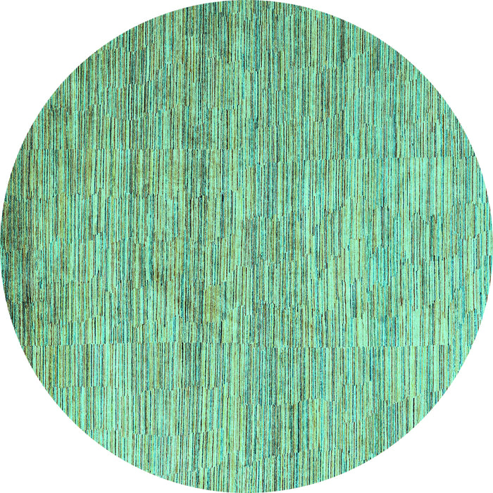 Round Machine Washable Oriental Turquoise Modern Area Rugs, wshabs4206turq