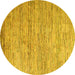 Round Machine Washable Oriental Yellow Modern Rug, wshabs4206yw