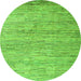 Round Machine Washable Oriental Green Modern Area Rugs, wshabs4206grn