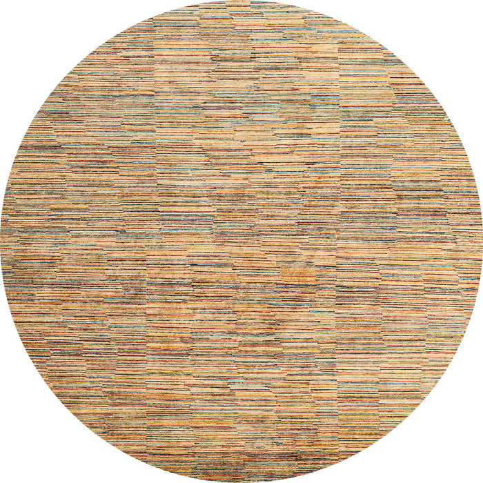 Round Abstract Light Brown Oriental Rug, abs4206