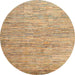 Round Abstract Light Brown Oriental Rug, abs4206