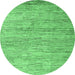 Round Oriental Emerald Green Modern Rug, abs4206emgrn