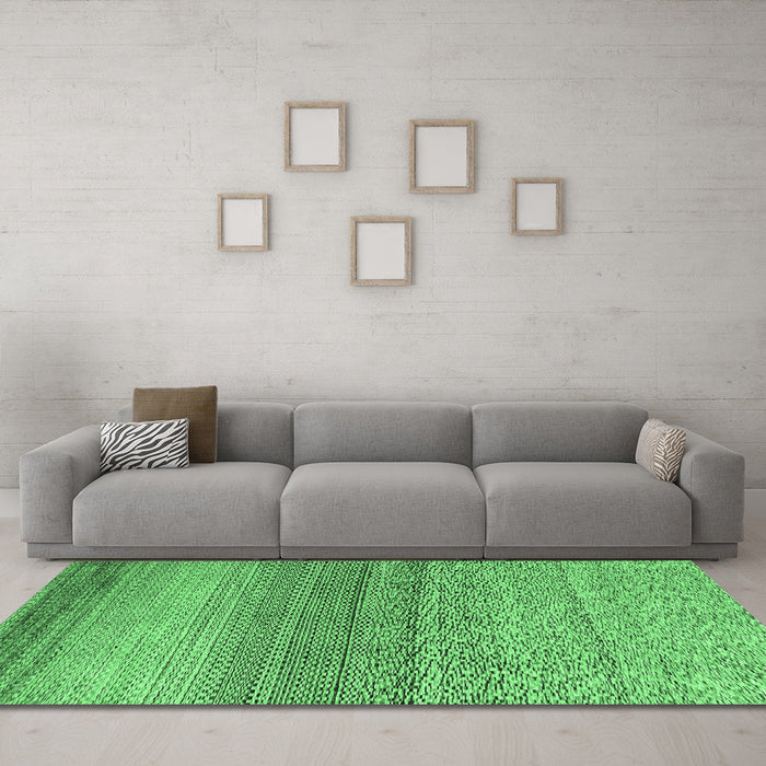 Machine Washable Oriental Emerald Green Modern Area Rugs in a Living Room,, wshabs4207emgrn