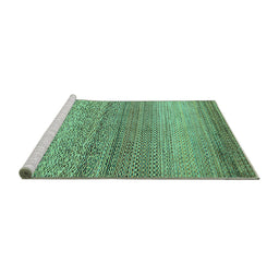 Sideview of Machine Washable Oriental Turquoise Modern Area Rugs, wshabs4207turq