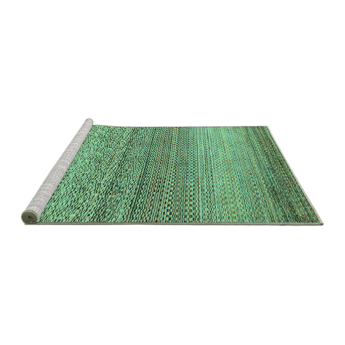 Sideview of Machine Washable Oriental Turquoise Modern Area Rugs, wshabs4207turq