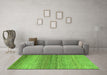 Machine Washable Oriental Green Modern Area Rugs in a Living Room,, wshabs4207grn