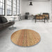 Round Abstract Red Oriental Rug in a Office, abs4207