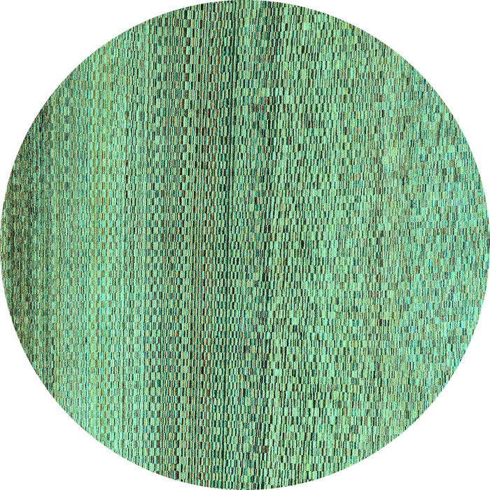 Round Machine Washable Oriental Turquoise Modern Area Rugs, wshabs4207turq