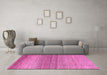 Machine Washable Oriental Pink Modern Rug in a Living Room, wshabs4207pnk