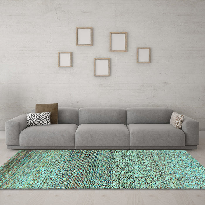 Machine Washable Oriental Light Blue Modern Rug in a Living Room, wshabs4207lblu