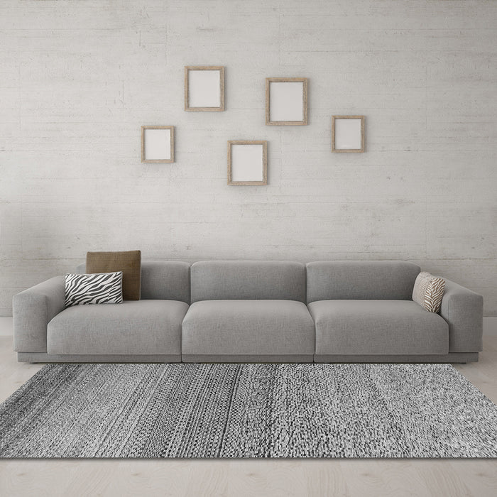 Machine Washable Oriental Gray Modern Rug in a Living Room,, wshabs4207gry